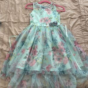 Zunie Floral Kids Dress in Mint and Pink